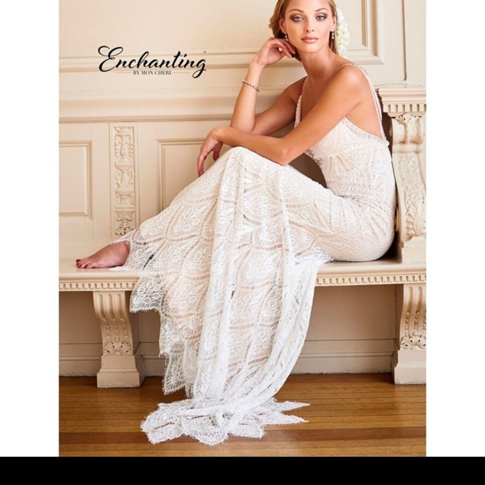 Mon Cheri Enchanting White Lace Wedding Dress